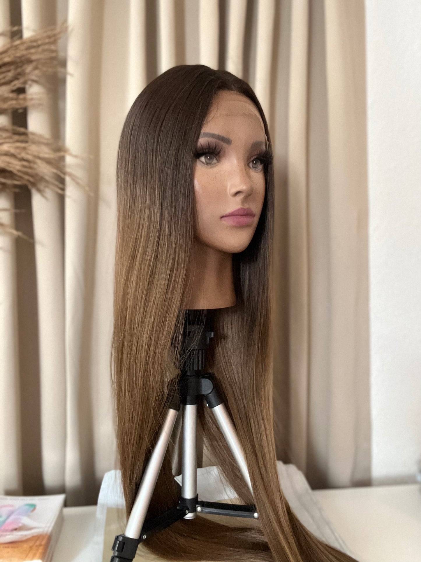 RENAE 38" Ombre Brown Synthetic Hair Lace Wig