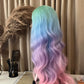 rainbow synthetic hair colourful wig