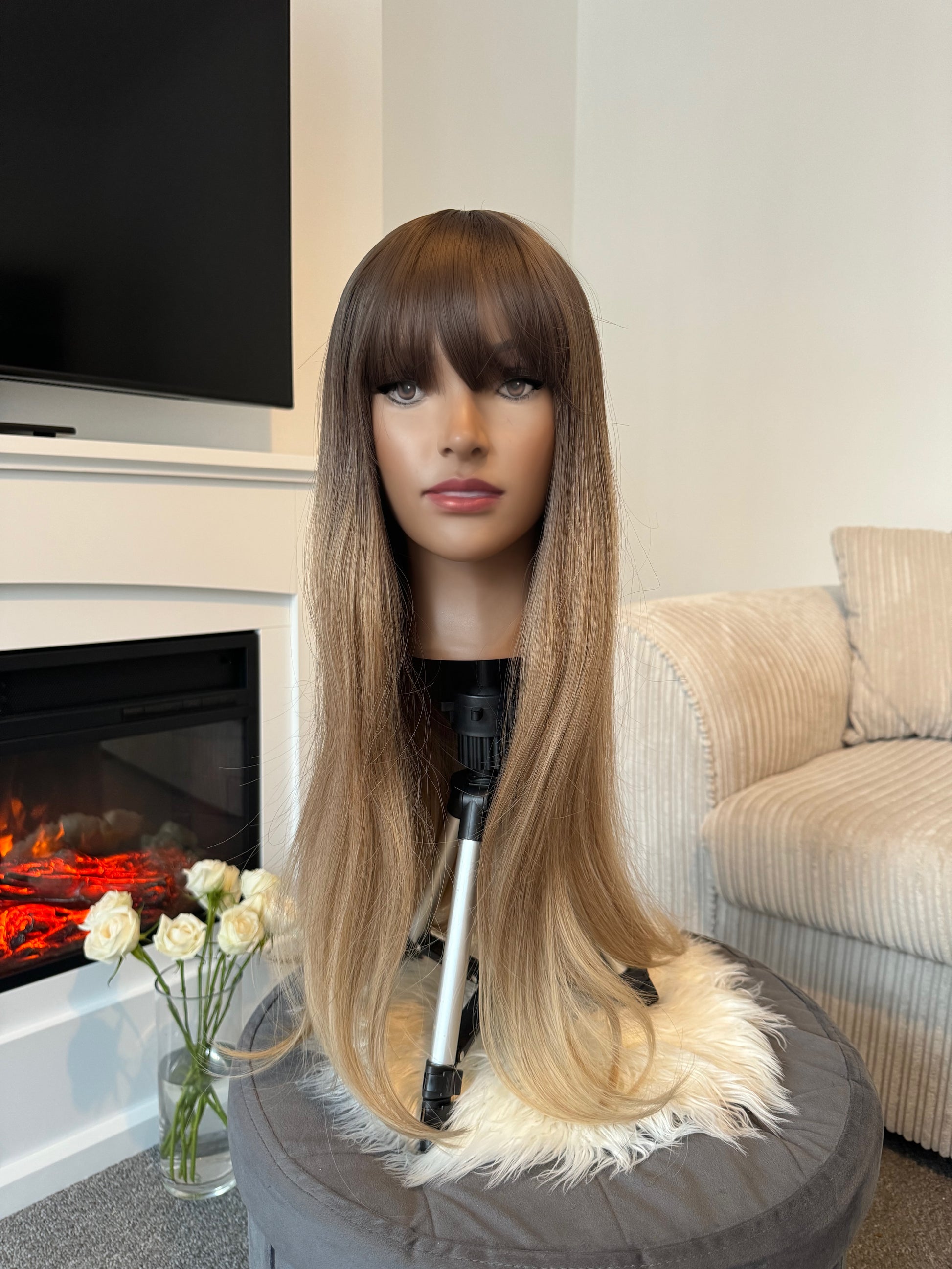 product brown ombre bangs honey brown wig