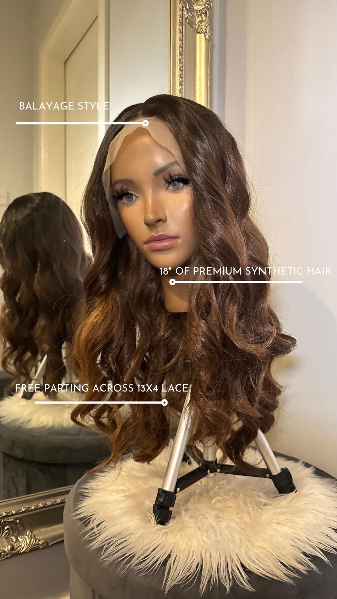 BROWN PREMIUM SYNTHETIC HAIR WIG