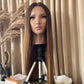 Lace front hair synthetic wigs for women modelled on product mannequin