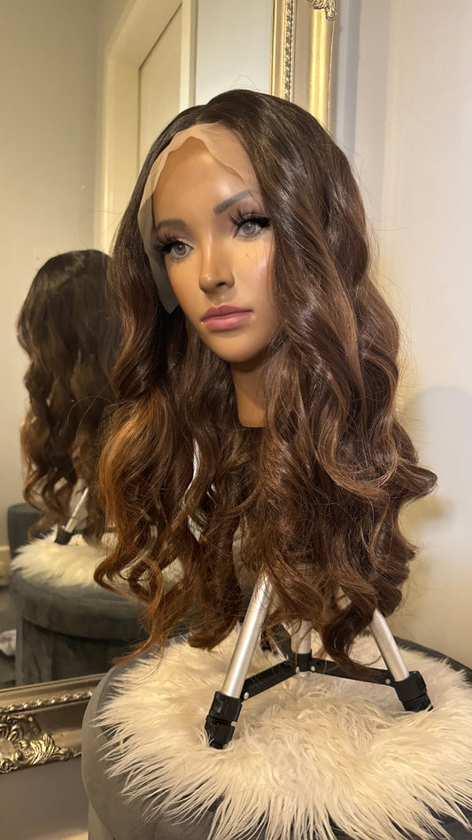 13X4 BROWN BALAYAGE SYNTHETIC HAIR LACE WIG