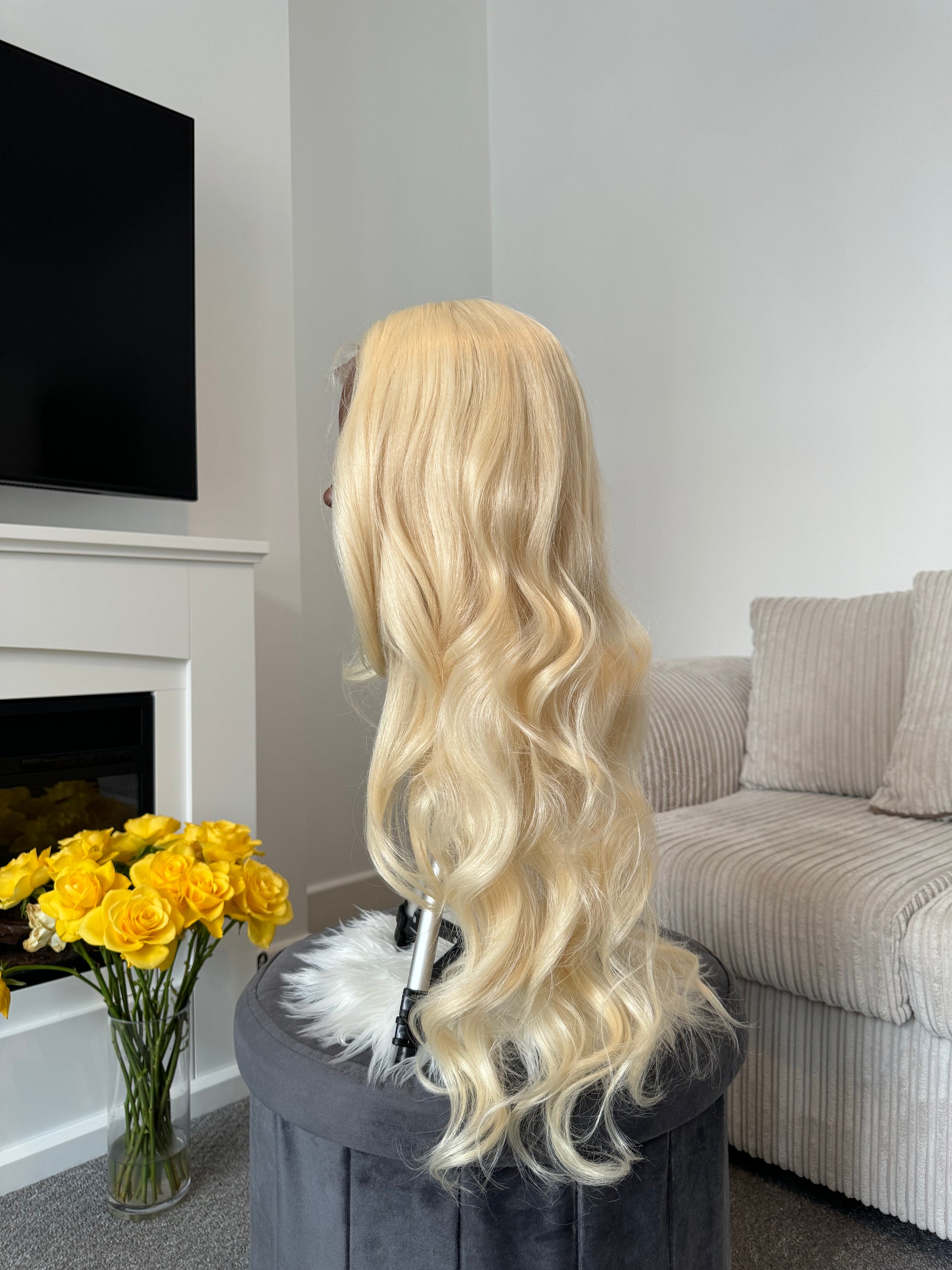 PBeauty Hair Loose Curly Bleach Blonde Lace Front Synthetic Hair Wig product