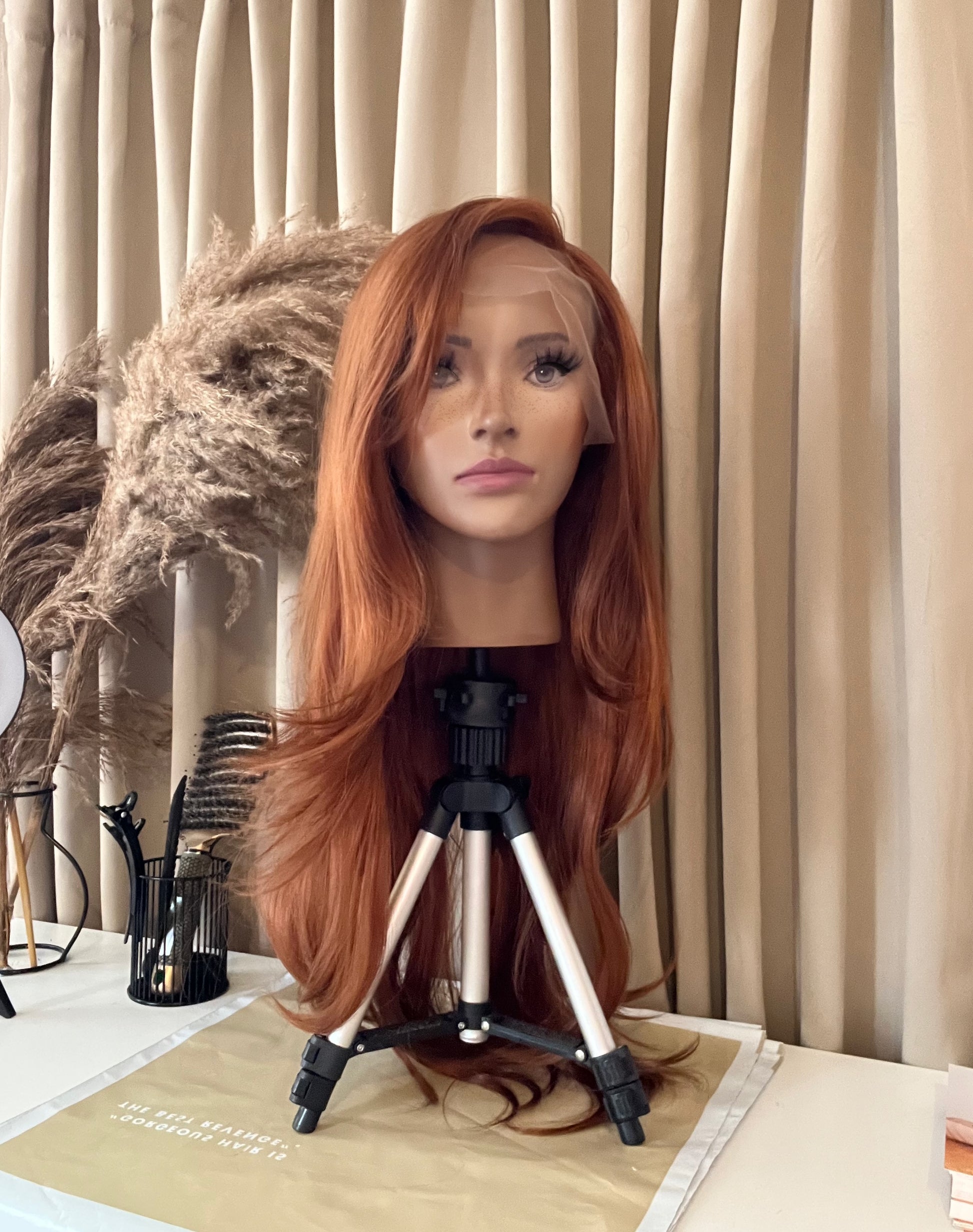 ginger hair fiery red head synthetic hair lace front wig