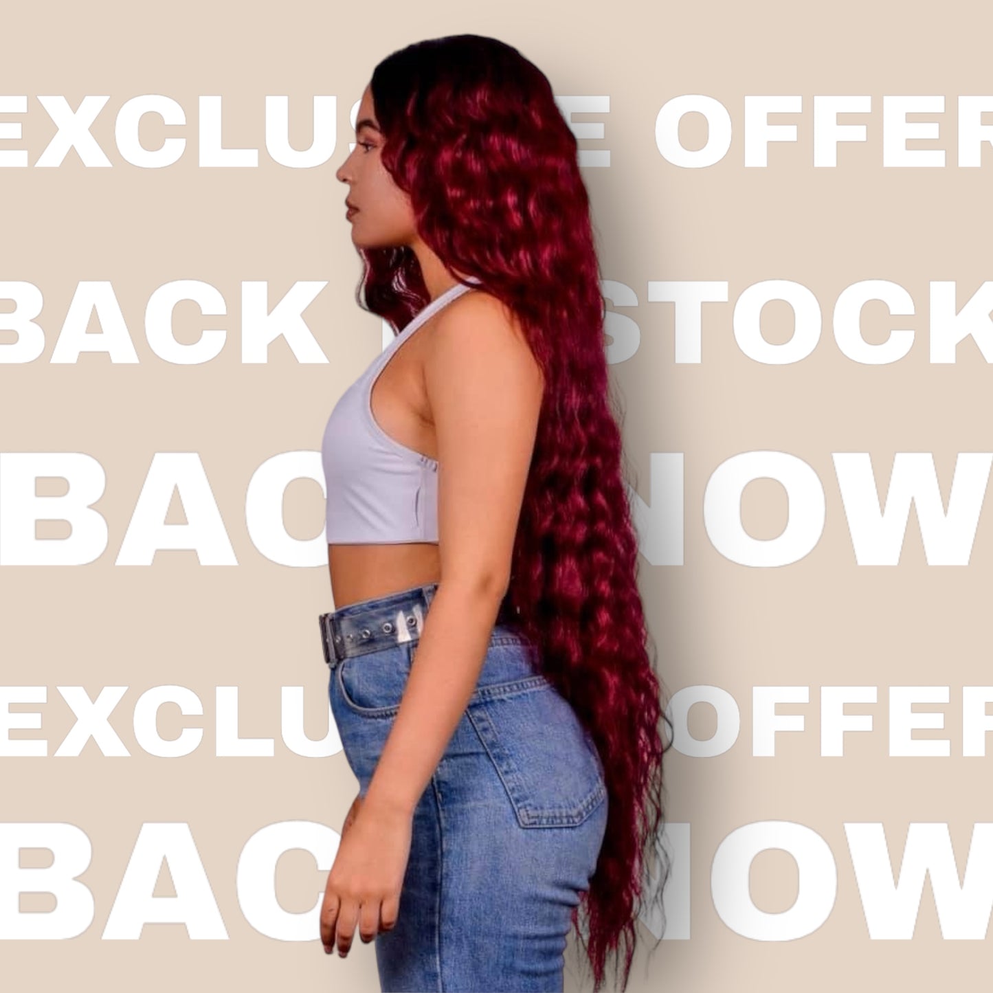 Tatiana 42" Long Wavy Ombre Red Lace Front Wig