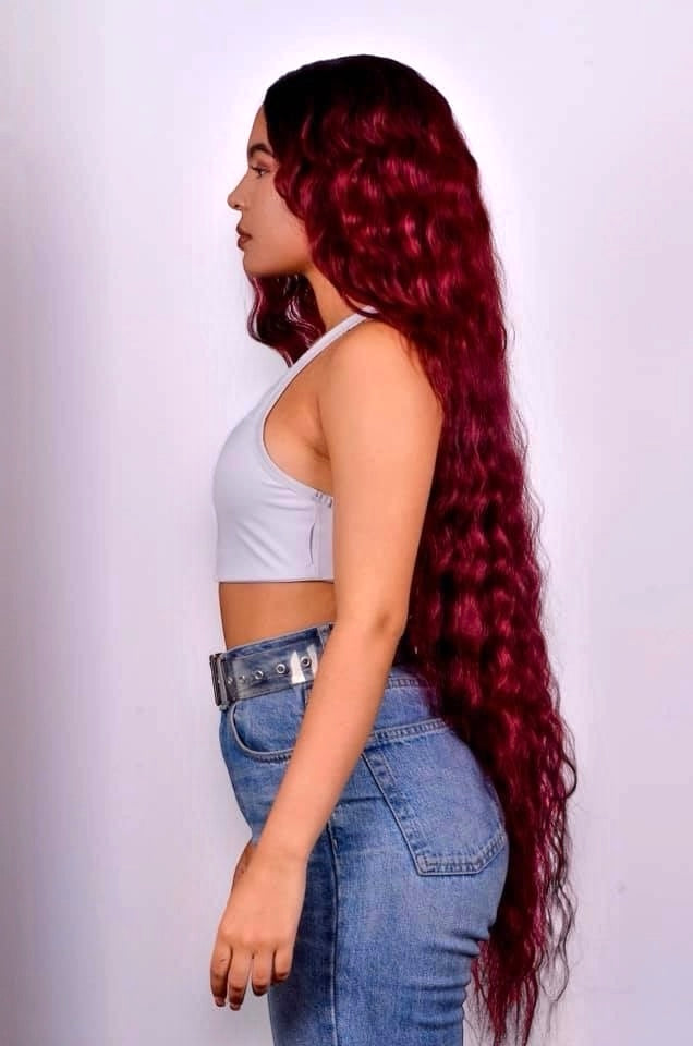 Tatiana 42" Long Wavy Ombre Red Lace Front Wig