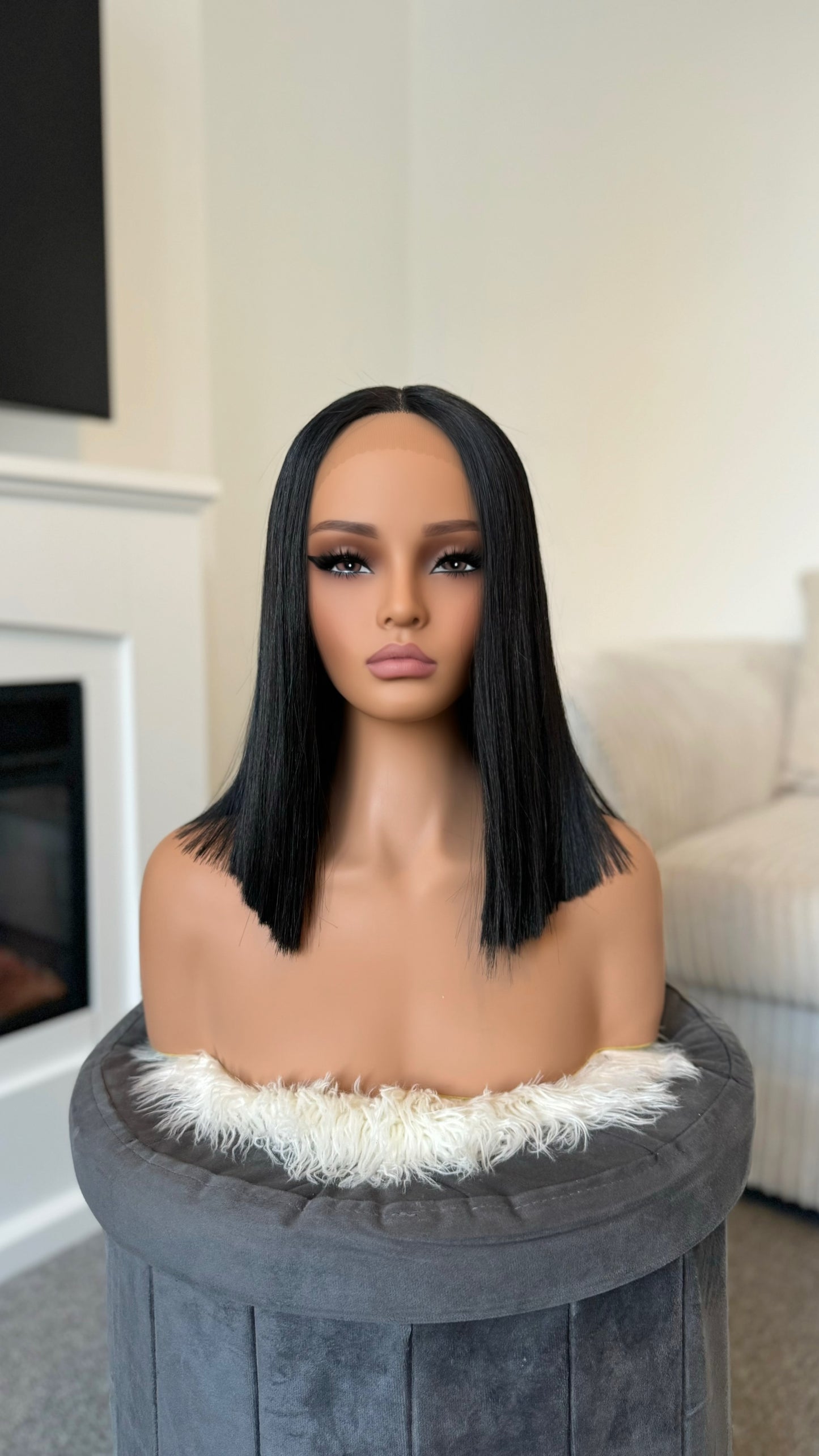 Kristan 14″ Black Long Bob Lace Front Synthetic Hair Wig