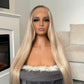 Model natural blonde straight lace front synthetic hair wig pbeautyhair