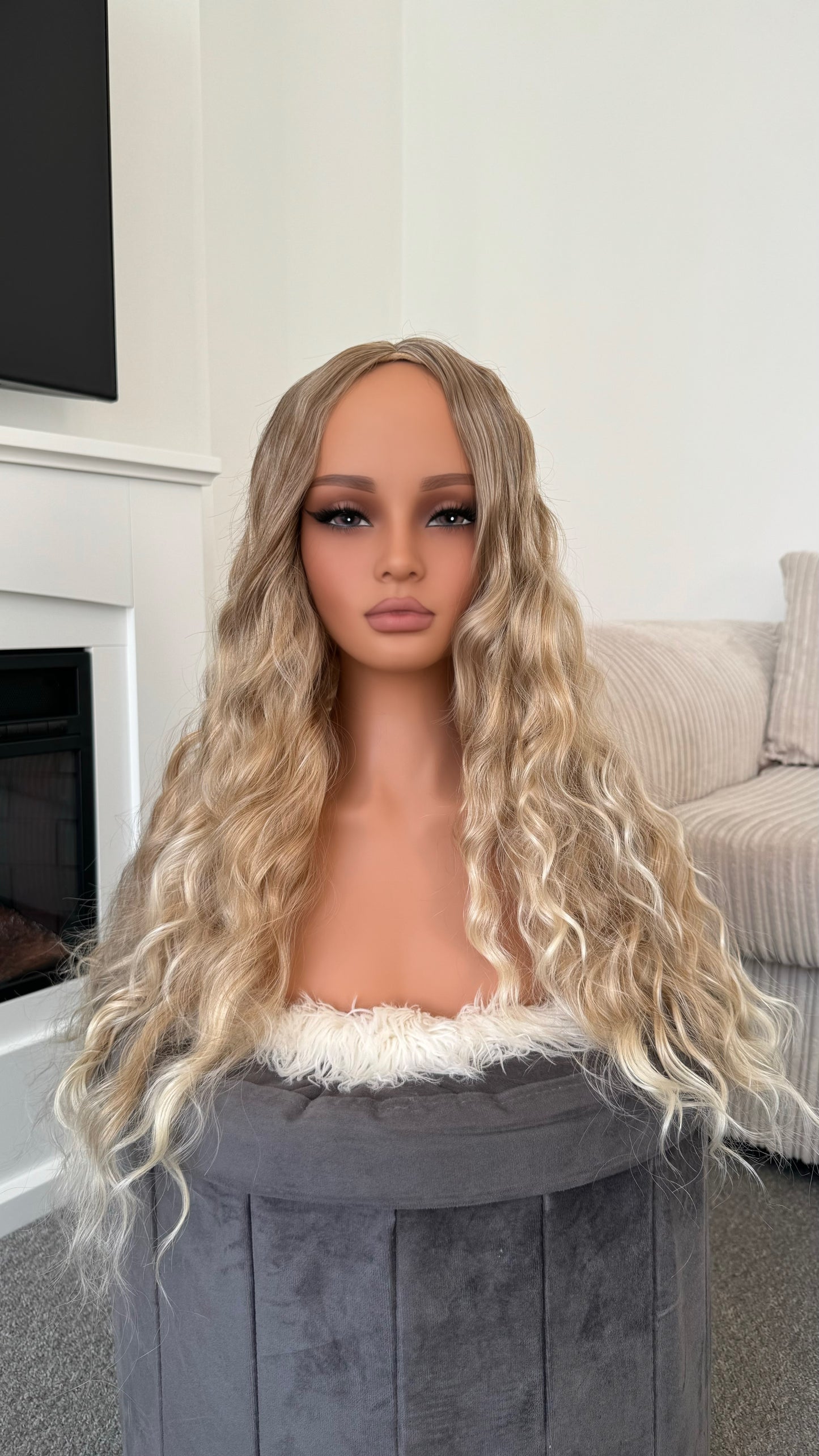 product long curly blonde synthetic hair non lace wig for women