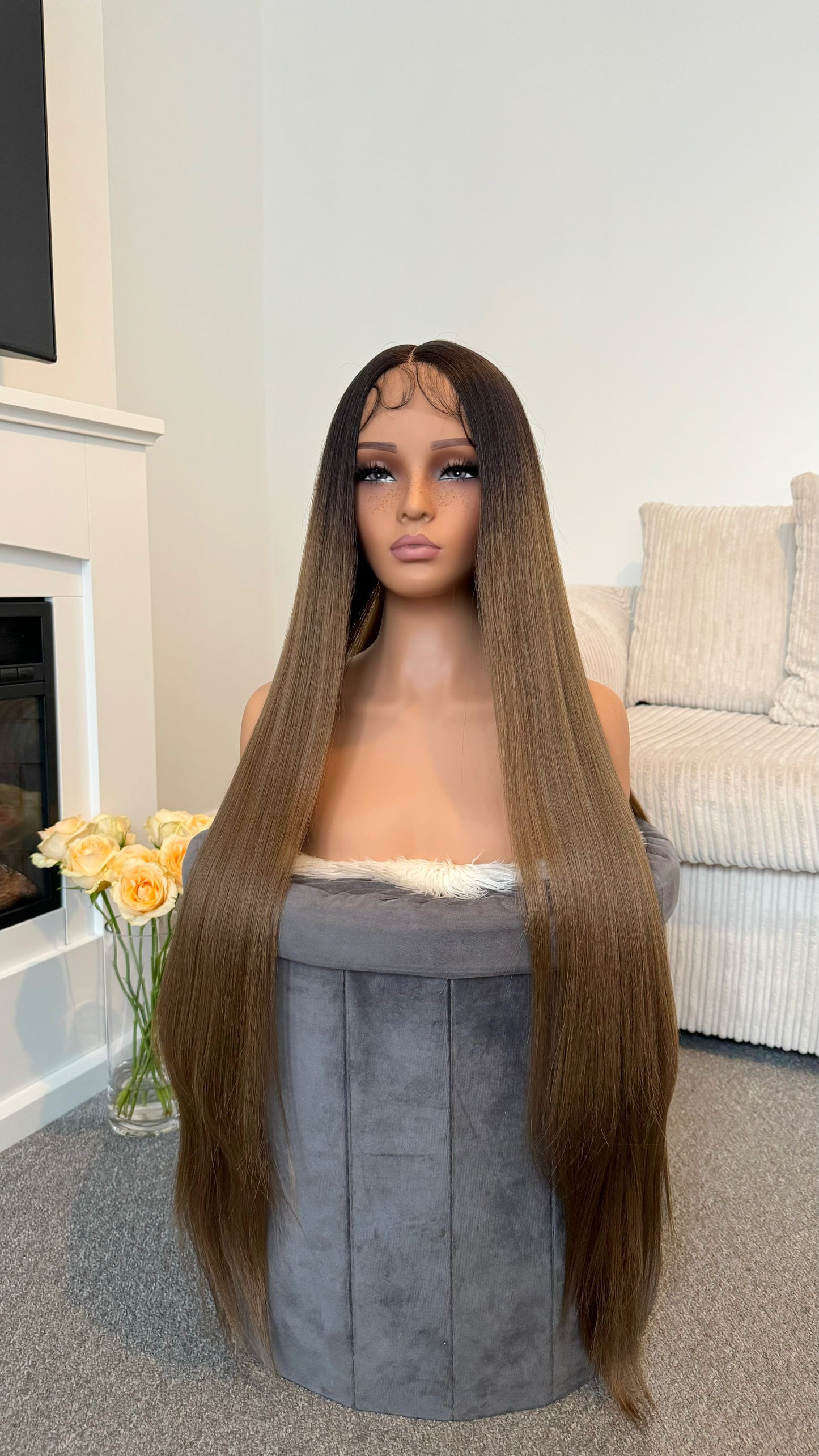 Renae 38" Long Brown Synthetic Lace Front Wig