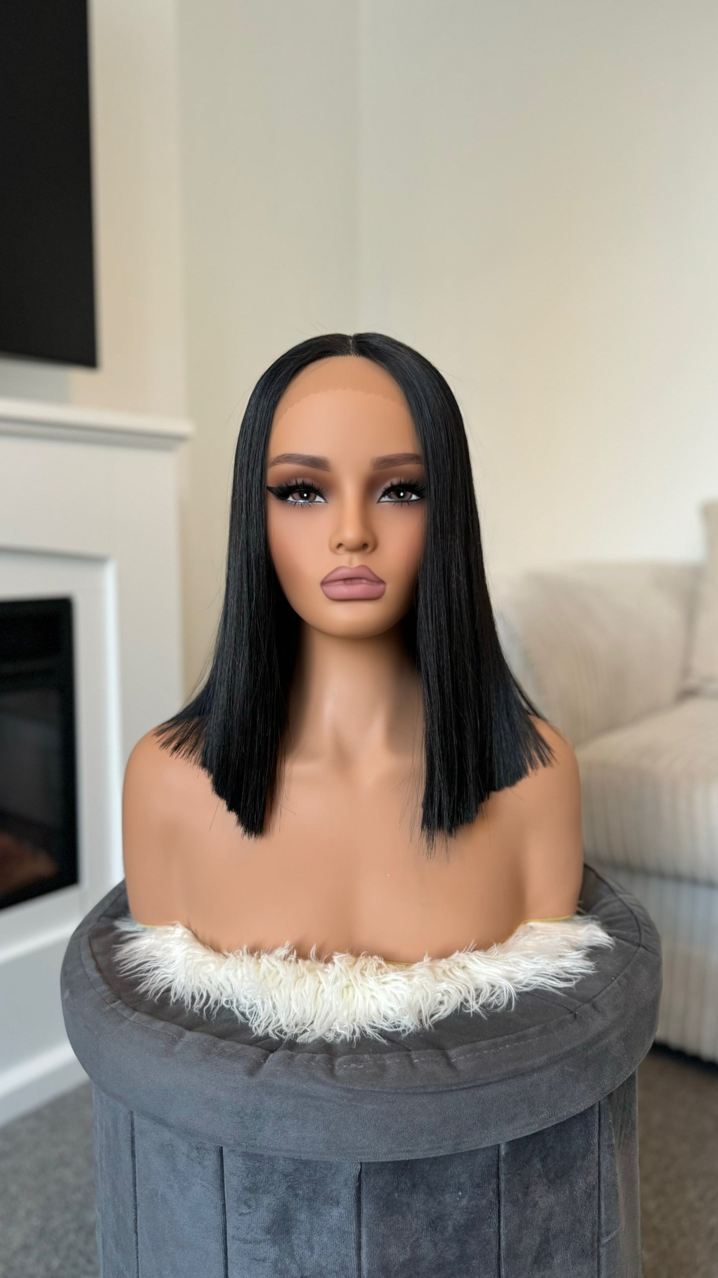 Kristan 14″ Black Long Bob Lace Front Synthetic Hair Wig