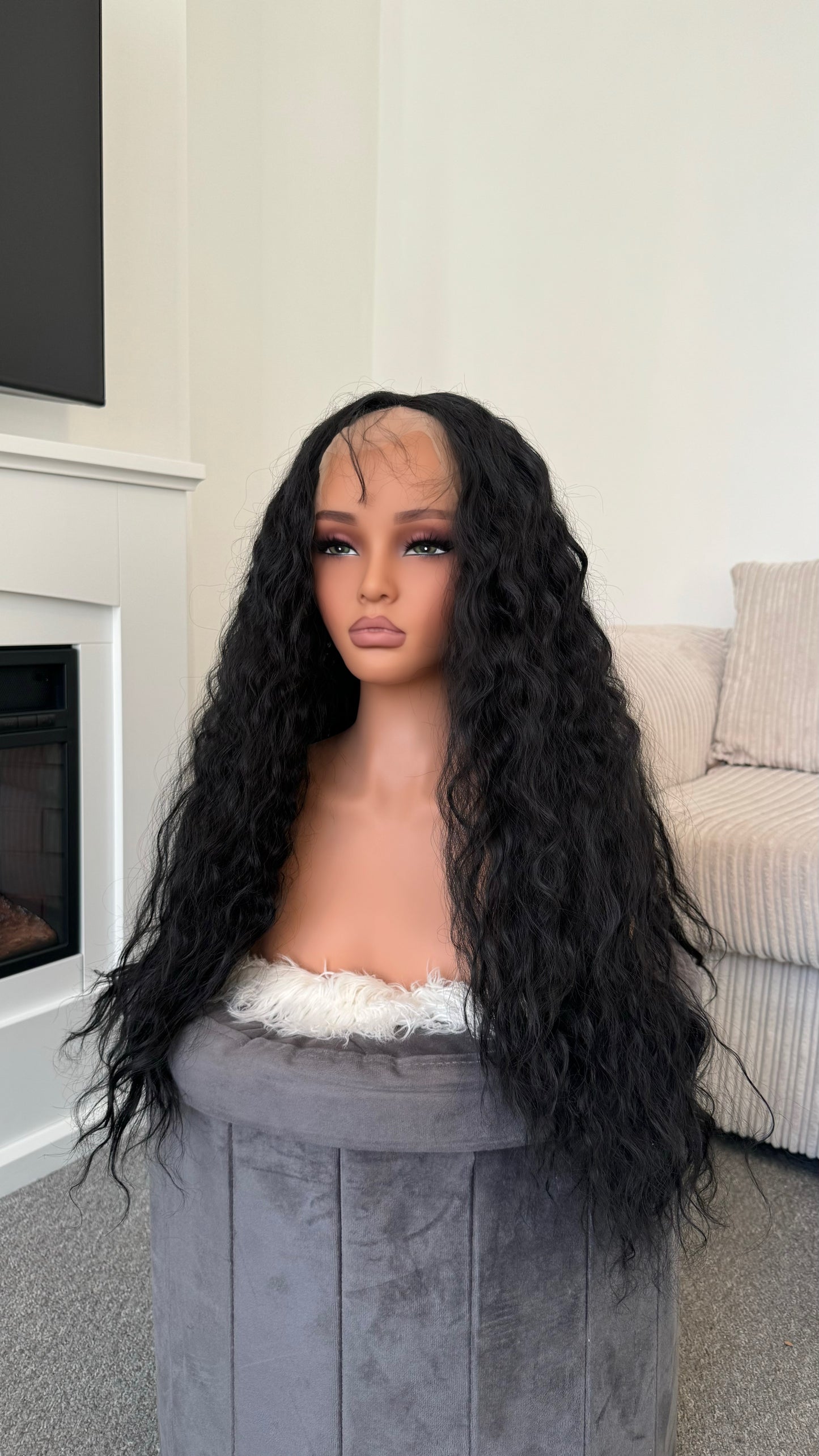 Kimaira 26" Curly Black Lace Wig