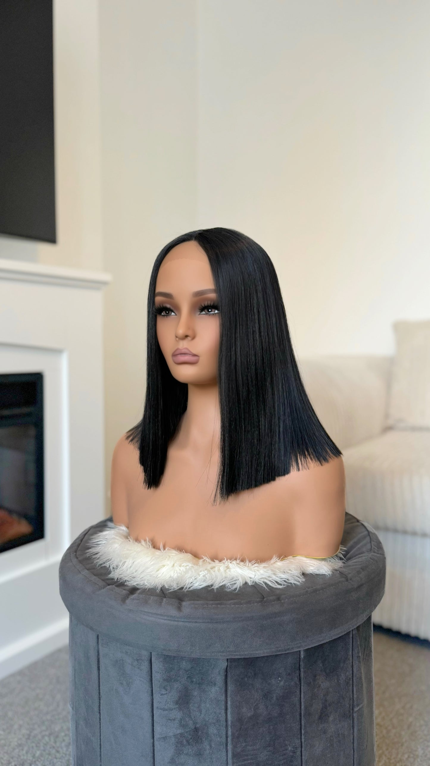 Kristan 14″ Black Long Bob Lace Front Synthetic Hair Wig