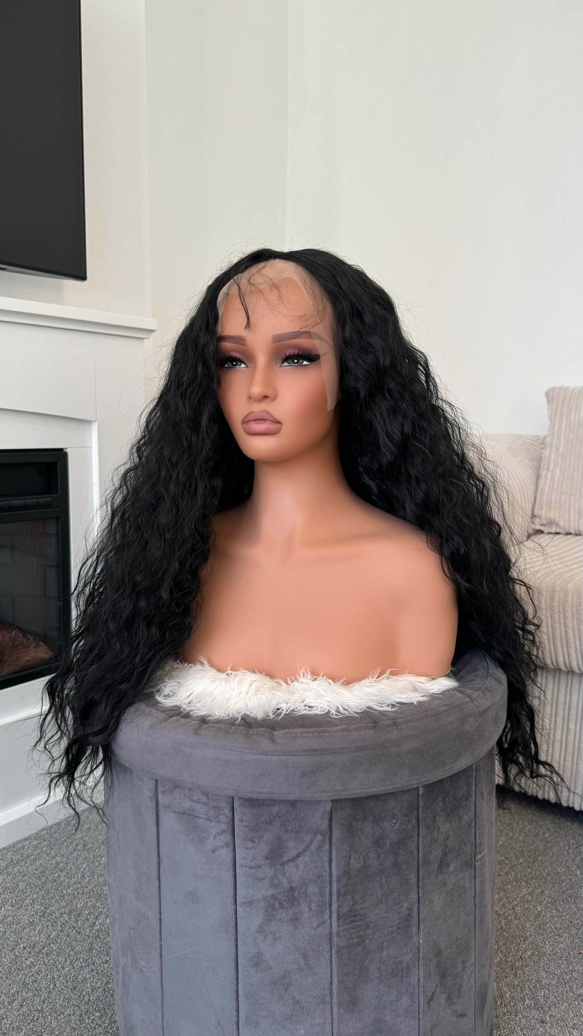 product kinky curly lace front synthetic hair wig
