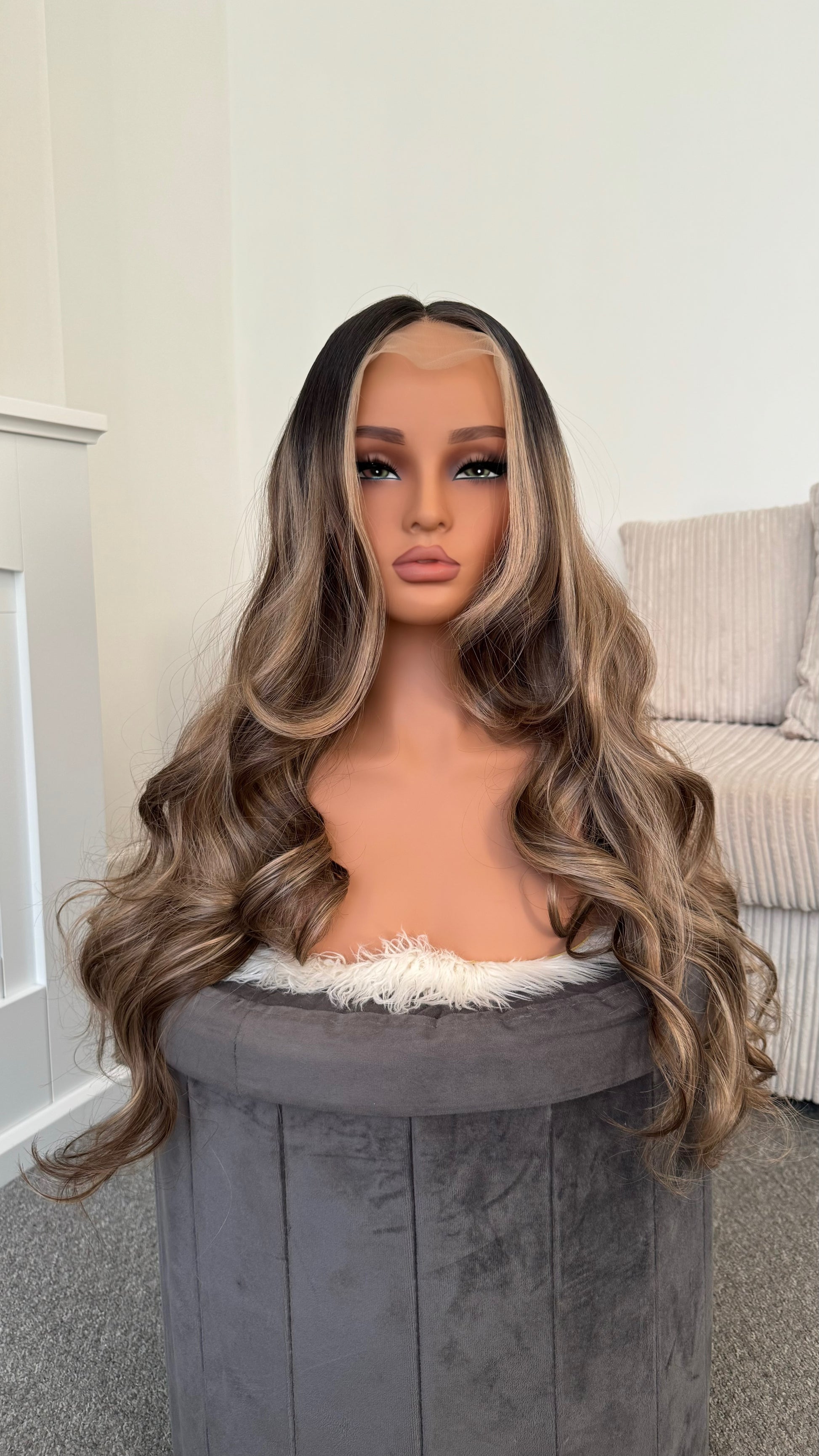 product 13x4 balayage synthetic hair lace front wig for women