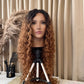 SASKIA 28” Brown Curly Synthetic Lace Wig