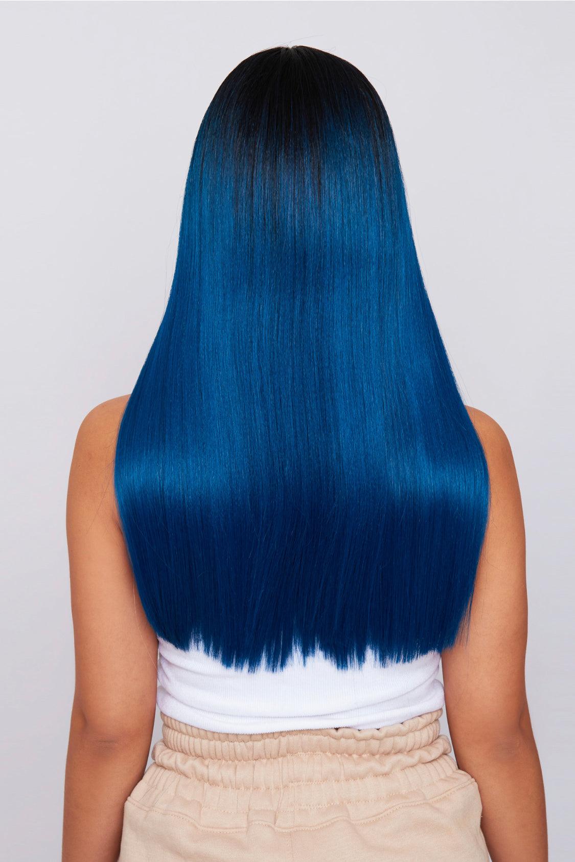 ombre blue lace front synthetic hair wig by pbeautyhair