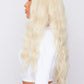 bleach blonde synthetic hair wig being worn by female from hair brand pbeauty hair