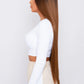 long ombre brown synthetic hair wig on model lace front wig