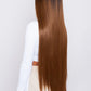 Brown lace front synthetic hair wigs on model