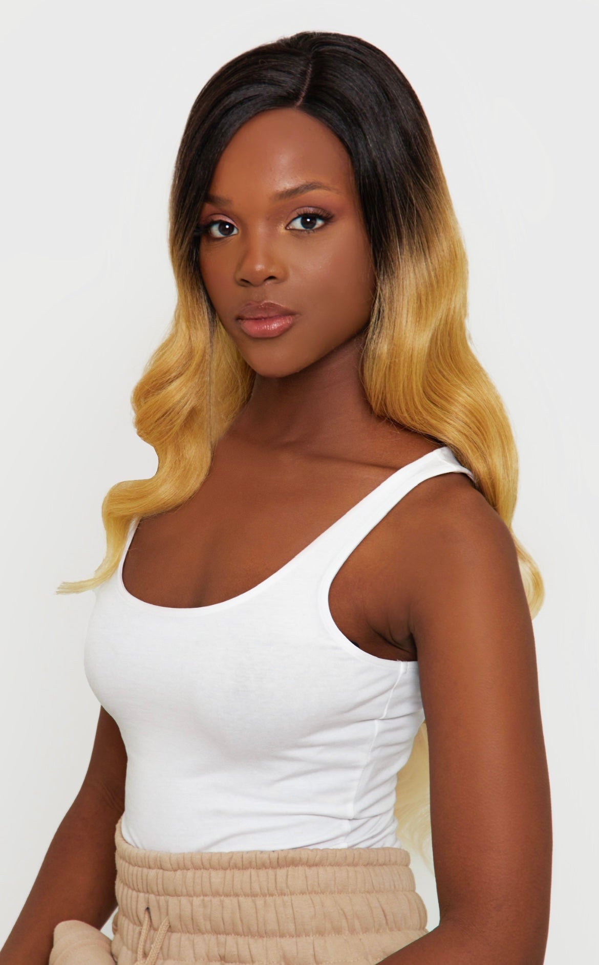 beautiful ombre brown being being worn by black model